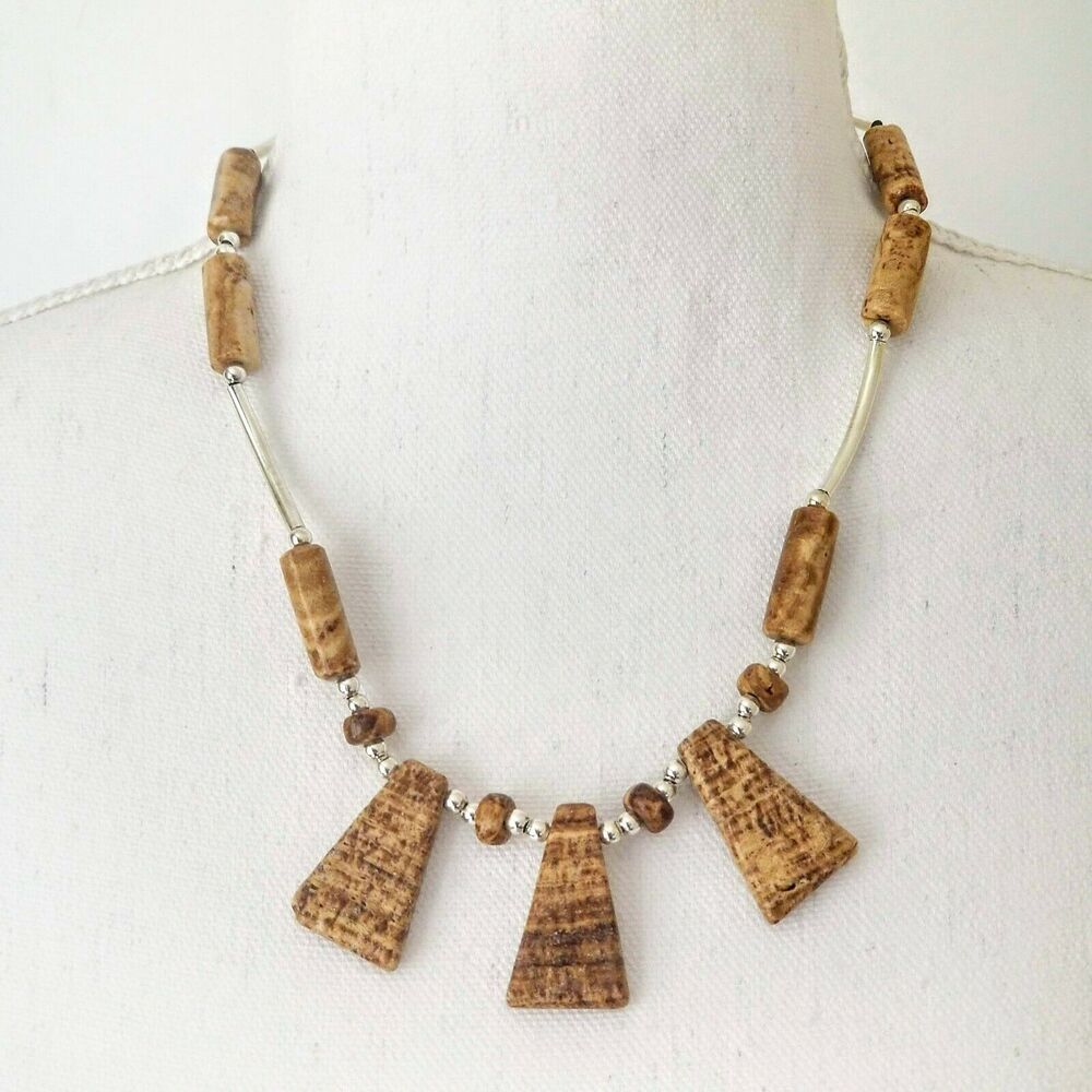 Necklaces handmade Peruvian brownstone.